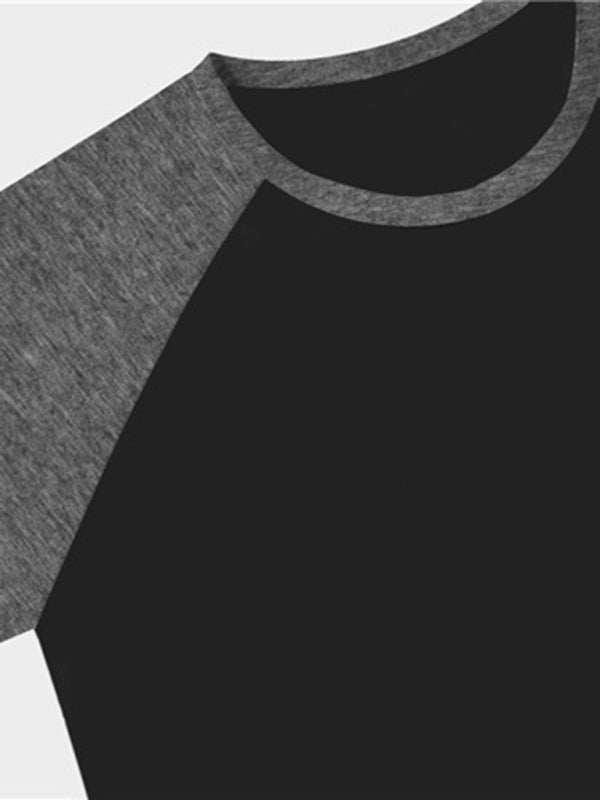 Sporty Contrast Raglan T-Shirt for Men - Stylish Three-Quarter Sleeve Round Neck Tee
