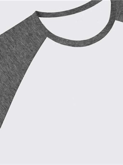 Sporty Contrast Raglan T-Shirt for Men - Stylish Three-Quarter Sleeve Round Neck Tee