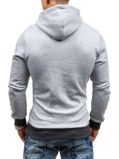 Stylish Men's Long-Sleeve Hoodie with Diagonal Zipper - Comfortable Solid Color for Every Occasion - MENLL