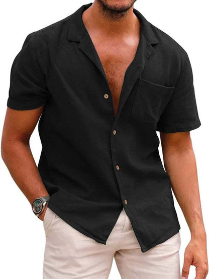 Effortlessly Stylish Men's Linen Lapel Shirt for Spring-Summer Adventures