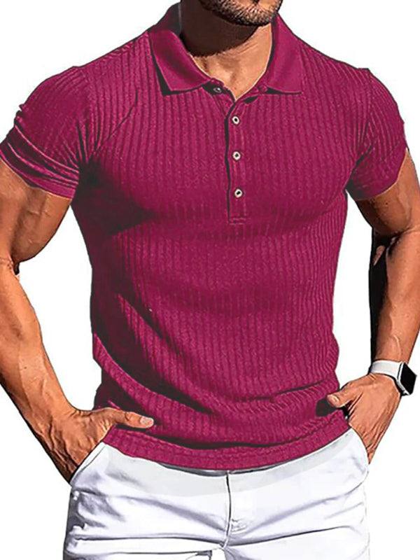 Stylish Men's High Stretch Vertical Stripe Slim Fit Polo Shirt for Effortless Elegance - MENLL