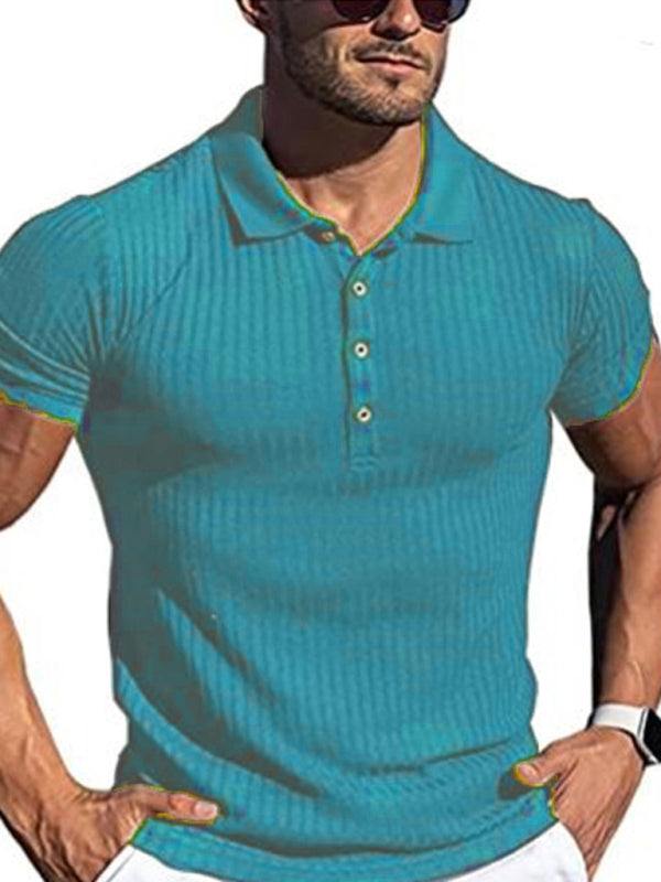 Stylish Men's High Stretch Vertical Stripe Slim Fit Polo Shirt for Effortless Elegance - MENLL