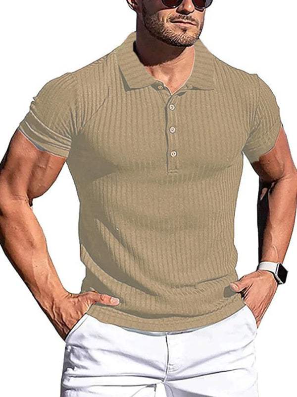 Stylish Men's High Stretch Vertical Stripe Slim Fit Polo Shirt for Effortless Elegance - MENLL