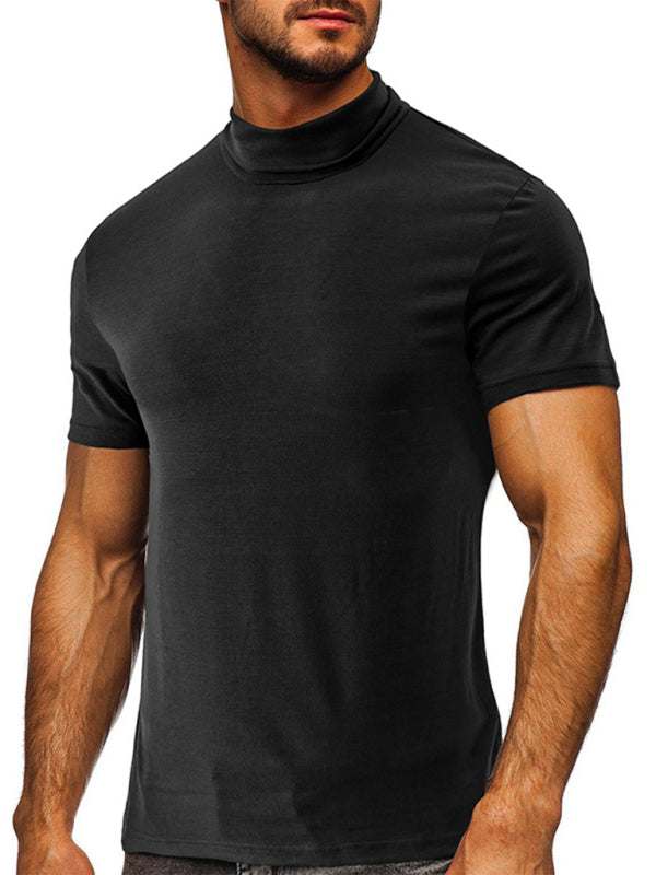 Versatile Men's Short-Sleeve Turtleneck Tee - Perfect for Spring and Summer Styling - MENLL