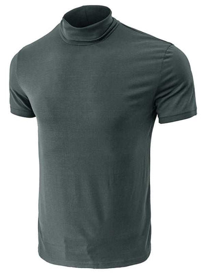 Versatile Men's Short-Sleeve Turtleneck Tee - Perfect for Spring and Summer Styling - MENLL