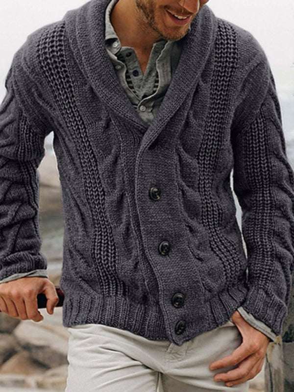 Stylish Large Size Men's Knit Cardigan Sweater for Autumn-Winter Fashion - MENLL