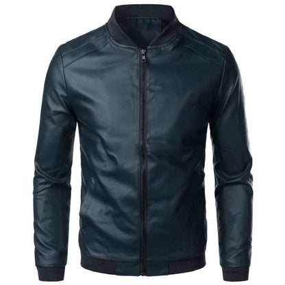 Stylish Men's Lightweight Brown PU Leather Knit Jacket for Casual Spring Adventures