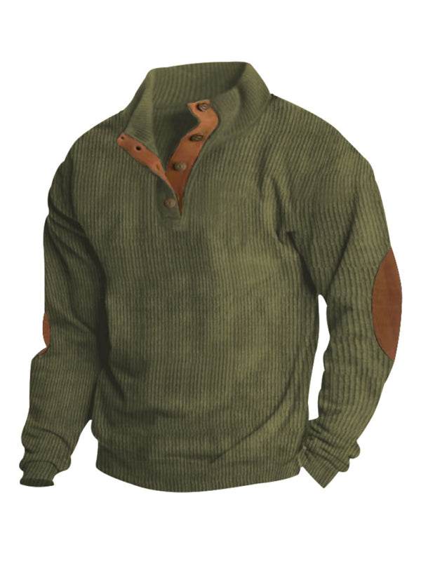 Men's Versatile Corduroy Outdoor Jacket - Stylish Stand-Up Collar Long Sleeve Sweatshirt for All Seasons - MENLL