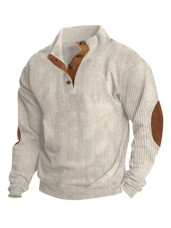 Men's Versatile Corduroy Outdoor Jacket - Stylish Stand-Up Collar Long Sleeve Sweatshirt for All Seasons - MENLL