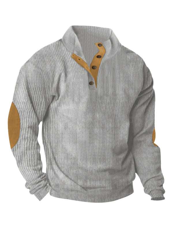 Men's Versatile Corduroy Outdoor Jacket - Stylish Stand-Up Collar Long Sleeve Sweatshirt for All Seasons - MENLL