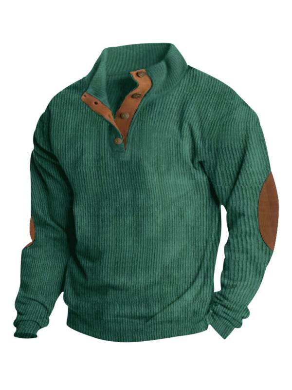 Men's Versatile Corduroy Outdoor Jacket - Stylish Stand-Up Collar Long Sleeve Sweatshirt for All Seasons - MENLL