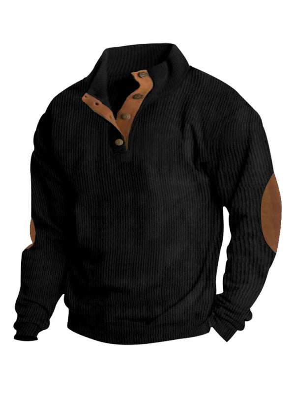 Men's Versatile Corduroy Outdoor Jacket - Stylish Stand-Up Collar Long Sleeve Sweatshirt for All Seasons - MENLL