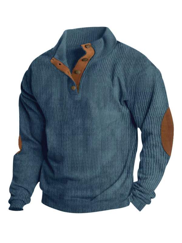 Men's Versatile Corduroy Outdoor Jacket - Stylish Stand-Up Collar Long Sleeve Sweatshirt for All Seasons - MENLL
