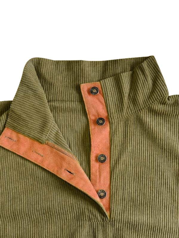 Men's Versatile Corduroy Outdoor Jacket - Stylish Stand-Up Collar Long Sleeve Sweatshirt for All Seasons - MENLL