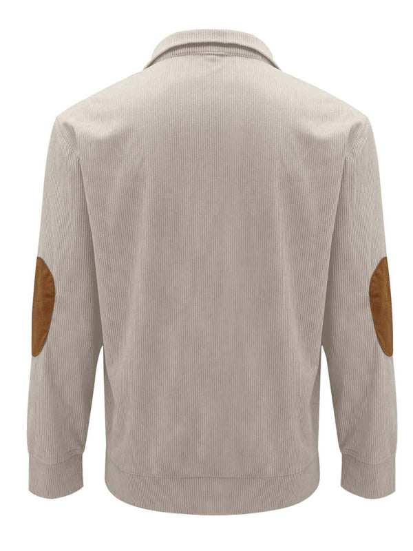 Men's Versatile Corduroy Outdoor Jacket - Stylish Stand-Up Collar Long Sleeve Sweatshirt for All Seasons - MENLL