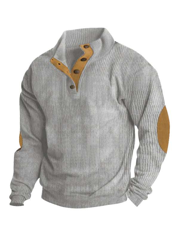 Men's Versatile Corduroy Outdoor Jacket - Stylish Stand-Up Collar Long Sleeve Sweatshirt for All Seasons - MENLL
