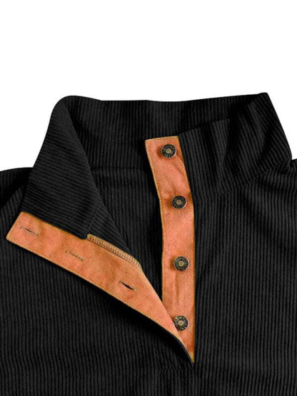 Men's Versatile Corduroy Outdoor Jacket - Stylish Stand-Up Collar Long Sleeve Sweatshirt for All Seasons - MENLL