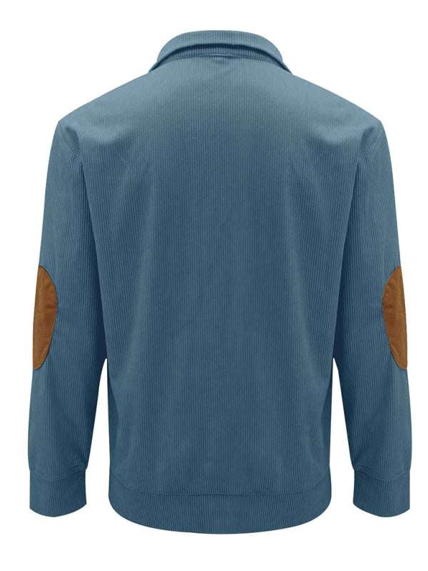 Men's Versatile Corduroy Outdoor Jacket - Stylish Stand-Up Collar Long Sleeve Sweatshirt for All Seasons - MENLL