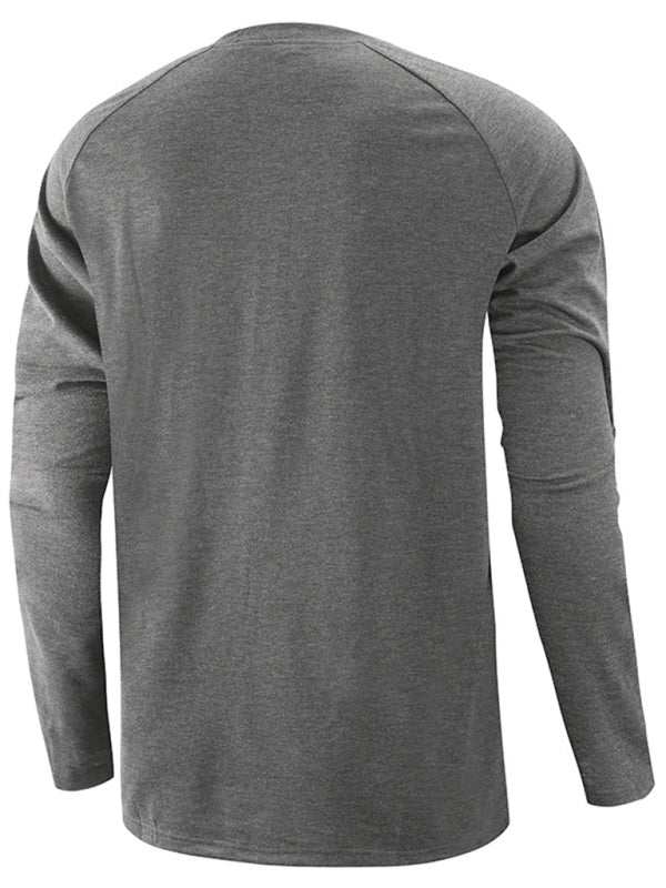 Sophisticated Comfort: Men's Button-Up Henley Long Sleeve Tee - MENLL