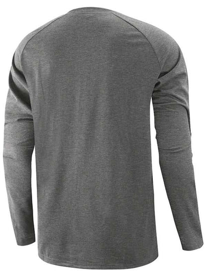 Sophisticated Comfort: Men's Button-Up Henley Long Sleeve Tee - MENLL