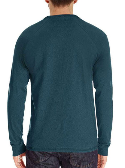 Sophisticated Comfort: Men's Button-Up Henley Long Sleeve Tee - MENLL