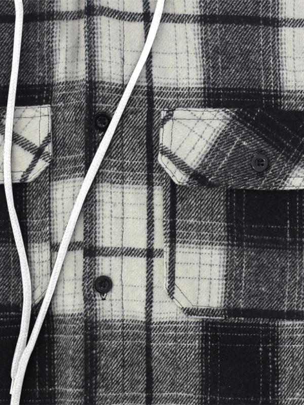 Cozy Autumn-Winter Plaid Hooded Flannel Shirt with Welt Pockets - MENLL