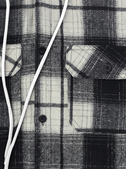 Cozy Autumn-Winter Plaid Hooded Flannel Shirt with Welt Pockets - MENLL