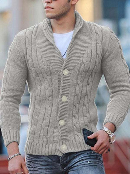 Sleek Slim Fit Men's Knitted Cardigan - Cozy Solid Color Autumn-Winter Essential - MENLL