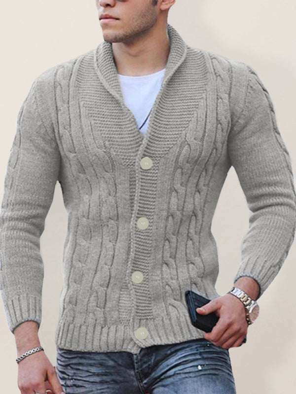 Sleek Slim Fit Men's Knitted Cardigan - Cozy Solid Color Autumn-Winter Essential - MENLL