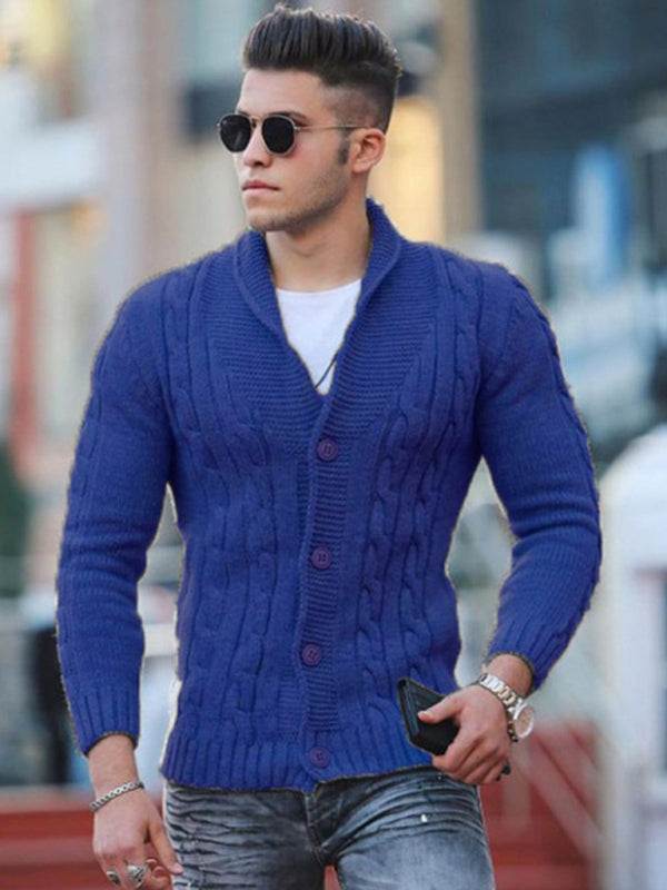 Sleek Slim Fit Men's Knitted Cardigan - Cozy Solid Color Autumn-Winter Essential - MENLL