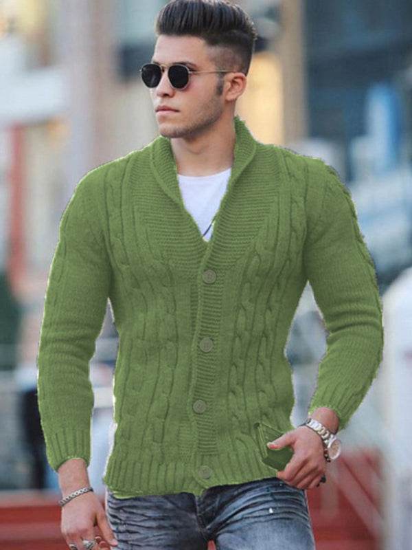 Sleek Slim Fit Men's Knitted Cardigan - Cozy Solid Color Autumn-Winter Essential - MENLL