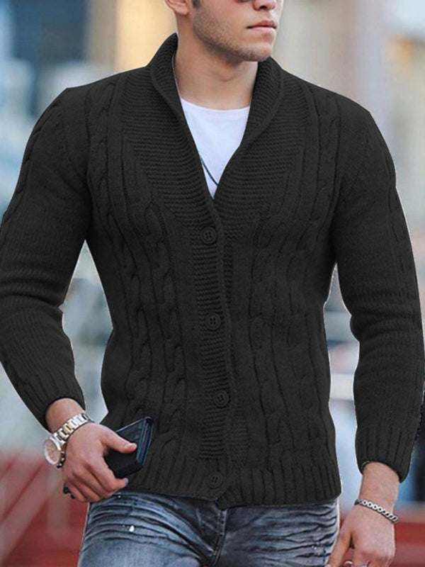 Sleek Slim Fit Men's Knitted Cardigan - Cozy Solid Color Autumn-Winter Essential - MENLL
