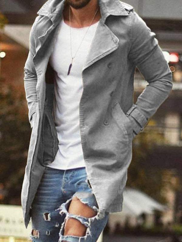 Stylish Men's Mid-Length Plus Size Windbreaker Jacket - Casual Slim Fit Trench for All Seasons