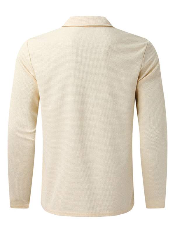 Stylish Men's Waffle Zip Lapel Jacket - Versatile Cardigan for All Seasons - MENLL