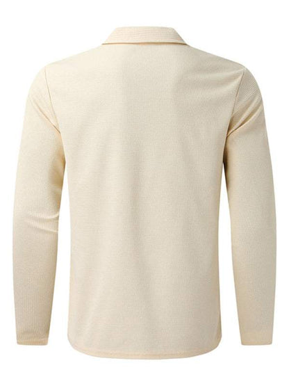 Stylish Men's Waffle Zip Lapel Jacket - Versatile Cardigan for All Seasons - MENLL