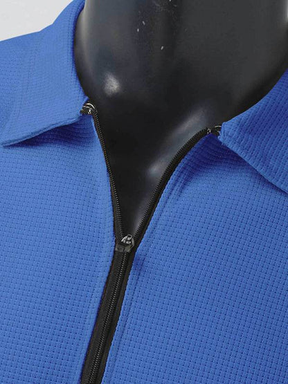 Stylish Men's Waffle Zip Lapel Jacket - Versatile Cardigan for All Seasons - MENLL