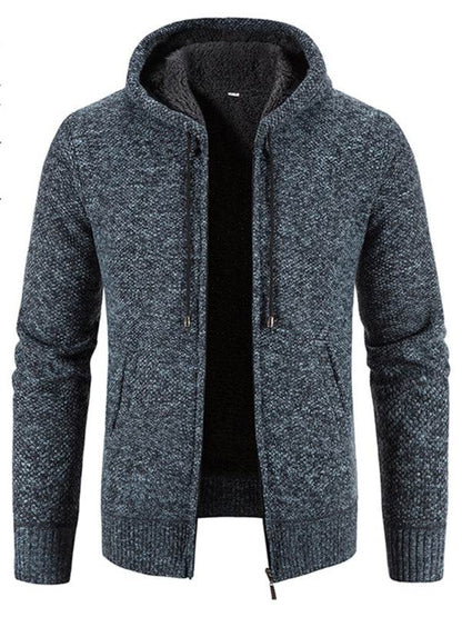 Cozy Casual Knitted Hooded Zipper Jacket for Men - Perfect for Autumn Adventures - MENLL