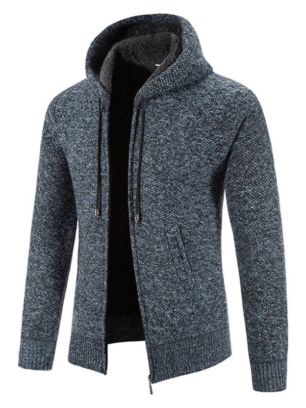 Cozy Casual Knitted Hooded Zipper Jacket for Men - Perfect for Autumn Adventures - MENLL