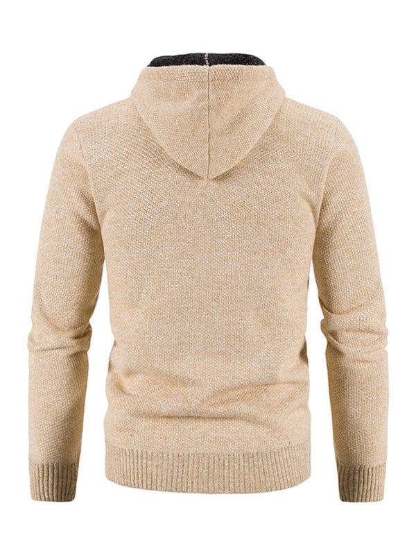 Cozy Casual Knitted Hooded Zipper Jacket for Men - Perfect for Autumn Adventures - MENLL