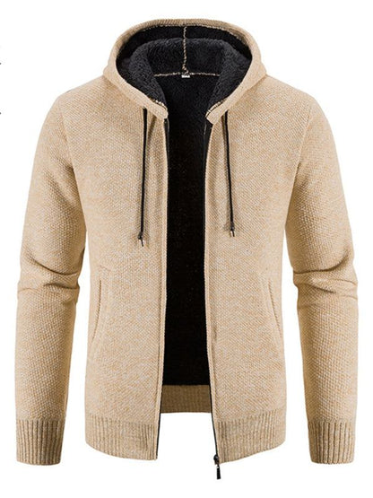Cozy Casual Knitted Hooded Zipper Jacket for Men - Perfect for Autumn Adventures - MENLL