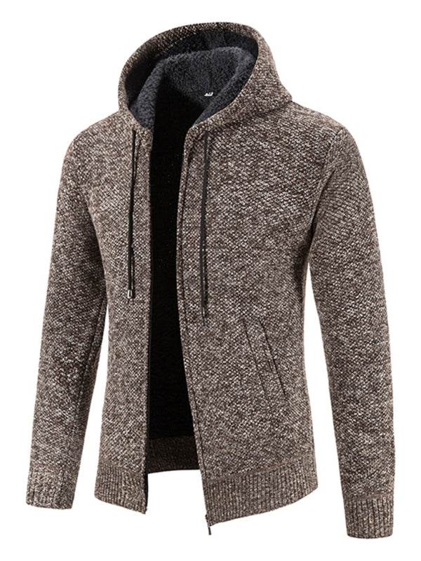 Cozy Casual Knitted Hooded Zipper Jacket for Men - Perfect for Autumn Adventures - MENLL