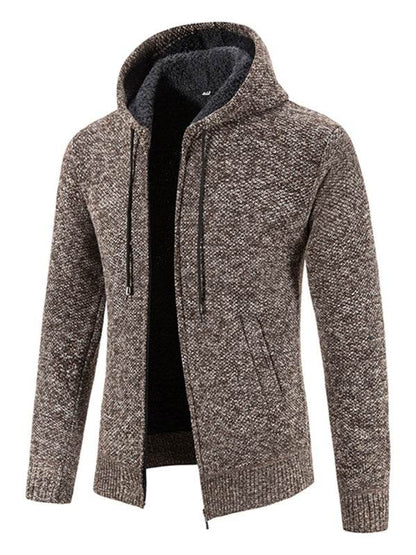 Cozy Casual Knitted Hooded Zipper Jacket for Men - Perfect for Autumn Adventures - MENLL