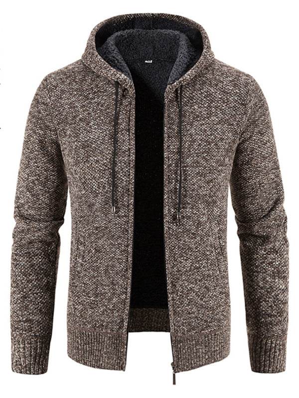 Cozy Casual Knitted Hooded Zipper Jacket for Men - Perfect for Autumn Adventures - MENLL