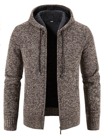 Cozy Casual Knitted Hooded Zipper Jacket for Men - Perfect for Autumn Adventures - MENLL