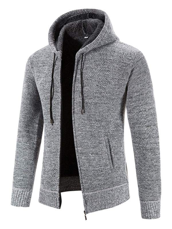 Cozy Casual Knitted Hooded Zipper Jacket for Men - Perfect for Autumn Adventures - MENLL