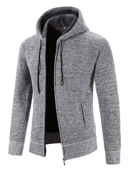 Cozy Casual Knitted Hooded Zipper Jacket for Men - Perfect for Autumn Adventures - MENLL