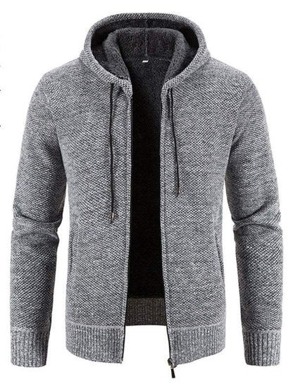 Cozy Casual Knitted Hooded Zipper Jacket for Men - Perfect for Autumn Adventures - MENLL