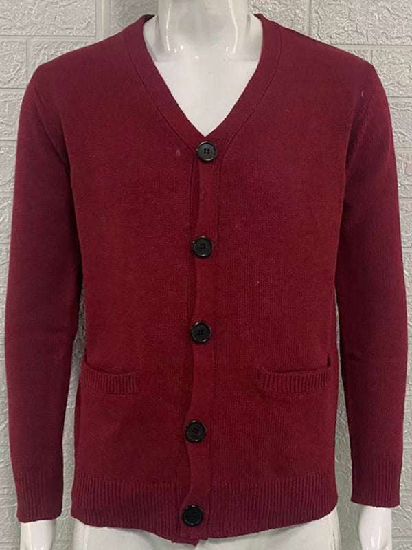 Stylish Men's V-Neck Slim Fit Long Sleeve Cardigan for Casual Spring Outings - MENLL