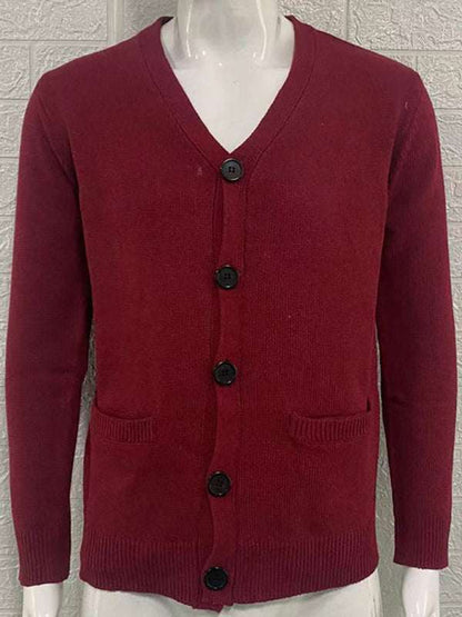 Stylish Men's V-Neck Slim Fit Long Sleeve Cardigan for Casual Spring Outings - MENLL