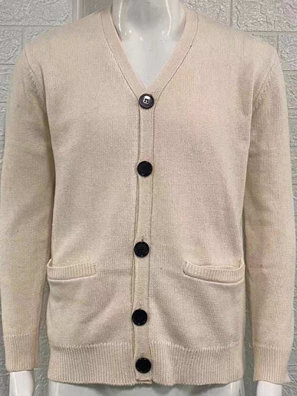 Stylish Men's V-Neck Slim Fit Long Sleeve Cardigan for Casual Spring Outings - MENLL
